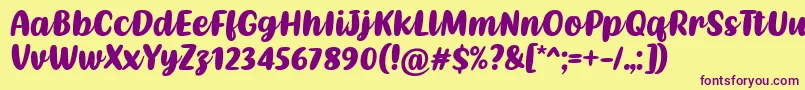 Kathen Font by Situjuh 7NTypes Font – Purple Fonts on Yellow Background