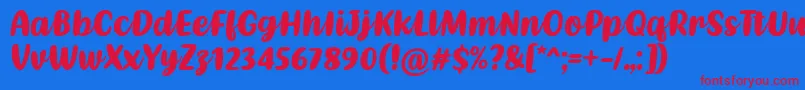 Kathen Font by Situjuh 7NTypes Font – Red Fonts on Blue Background