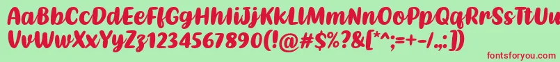 Kathen Font by Situjuh 7NTypes Font – Red Fonts on Green Background