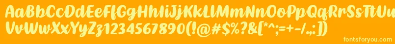 Kathen Font by Situjuh 7NTypes Font – Yellow Fonts on Orange Background