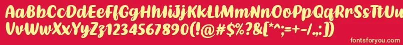 Kathen Font by Situjuh 7NTypes Font – Yellow Fonts on Red Background