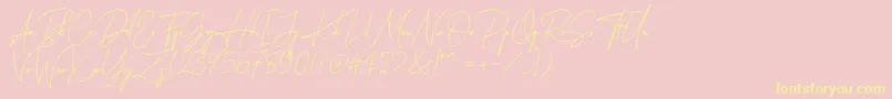 Katherine Free-Schriftart – Gelbe Schriften auf rosa Hintergrund