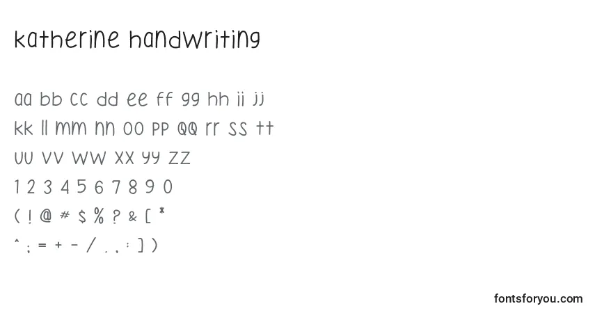 A fonte Katherine Handwriting – alfabeto, números, caracteres especiais