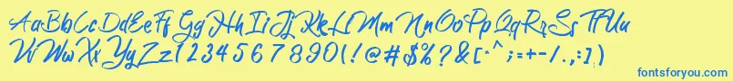 Katherine Font – Blue Fonts on Yellow Background