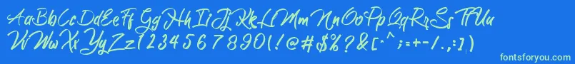 Katherine Font – Green Fonts on Blue Background