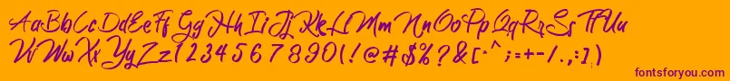 Katherine Font – Purple Fonts on Orange Background