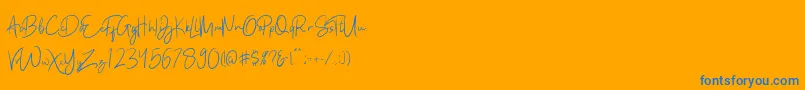 Kathlyn Font – Blue Fonts on Orange Background