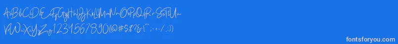 Kathlyn Font – Pink Fonts on Blue Background