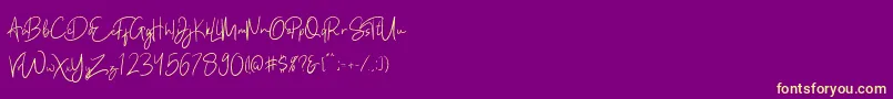 Kathlyn-Schriftart – Gelbe Schriften auf violettem Hintergrund