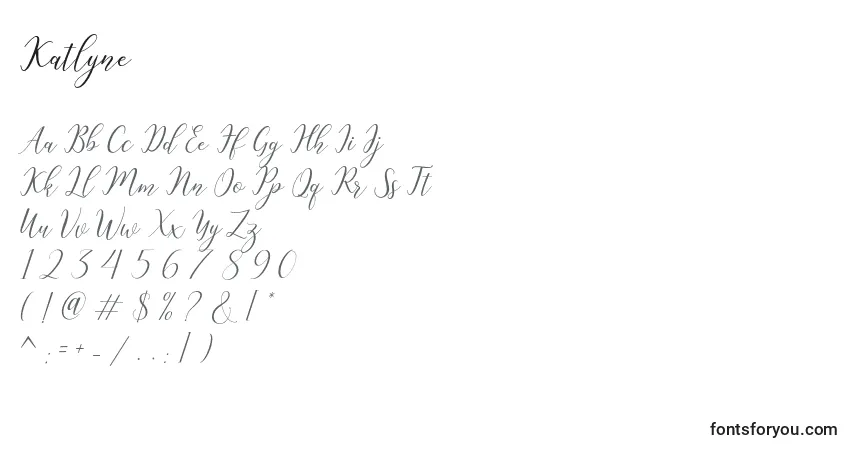 Czcionka Katlyne – alfabet, cyfry, specjalne znaki