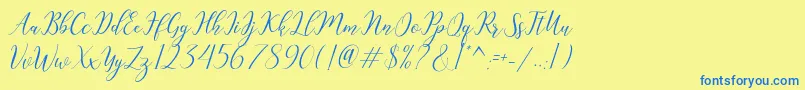 Katlyne-Schriftart – Blaue Schriften auf gelbem Hintergrund