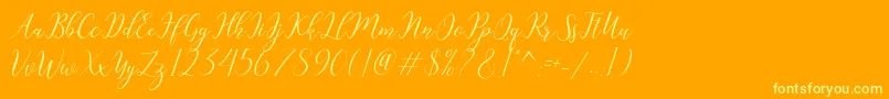 Katlyne-Schriftart – Gelbe Schriften auf orangefarbenem Hintergrund