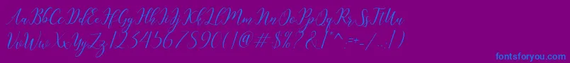 Katlyne Font – Blue Fonts on Purple Background