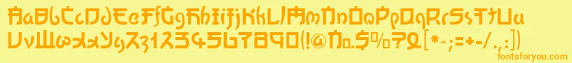 フォントKATO     – オレンジの文字が黄色の背景にあります。