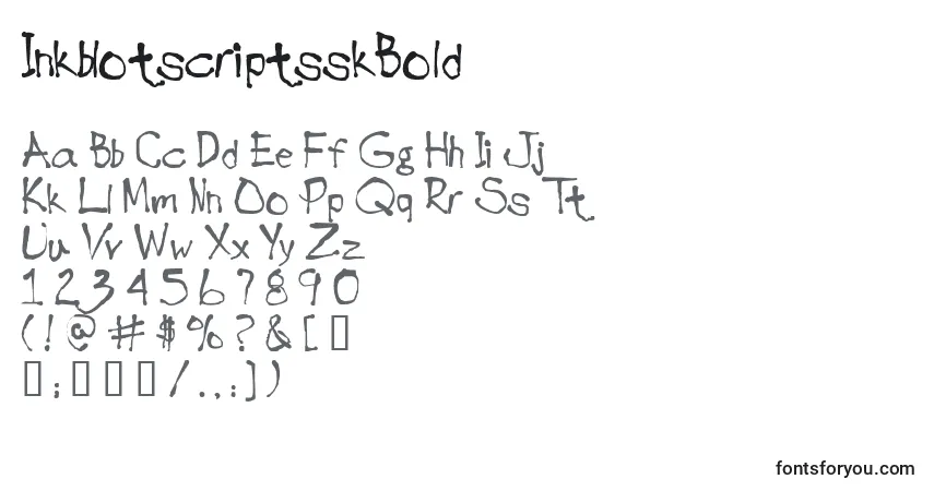 A fonte InkblotscriptsskBold – alfabeto, números, caracteres especiais