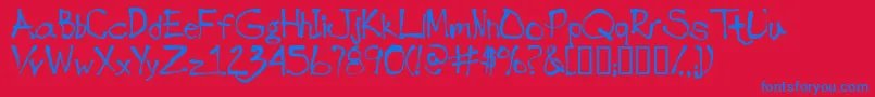 フォントInkblotscriptsskBold – 赤い背景に青い文字