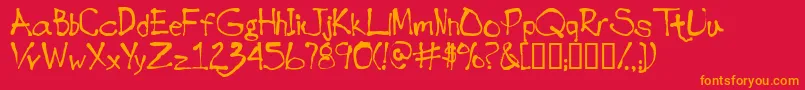 InkblotscriptsskBold Font – Orange Fonts on Red Background