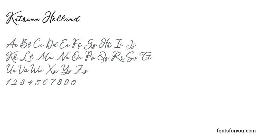 A fonte Katrine Holland – alfabeto, números, caracteres especiais