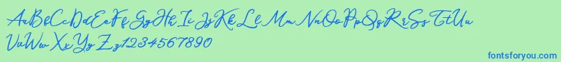 Шрифт Katrine Holland – синие шрифты на зелёном фоне