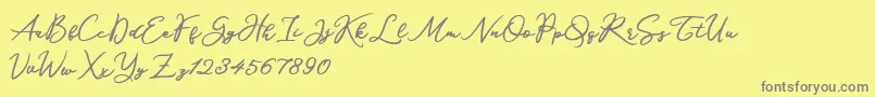 Katrine Holland-fontti – harmaat kirjasimet keltaisella taustalla