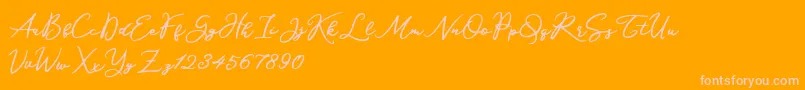 Katrine Holland-Schriftart – Rosa Schriften auf orangefarbenem Hintergrund