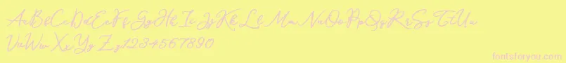Katrine Holland-fontti – vaaleanpunaiset fontit keltaisella taustalla