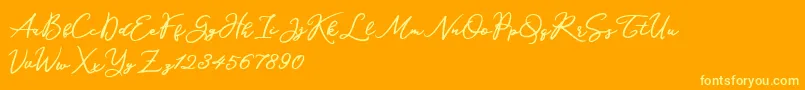 Katrine Holland Font – Yellow Fonts on Orange Background