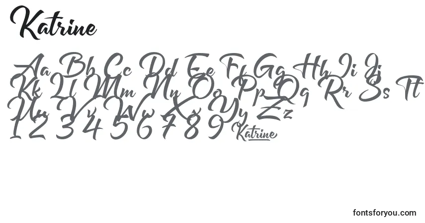 A fonte Katrine – alfabeto, números, caracteres especiais