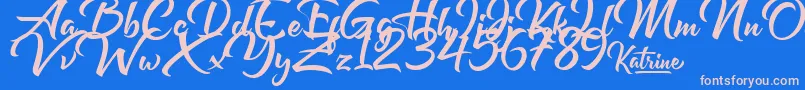 Katrine Font – Pink Fonts on Blue Background