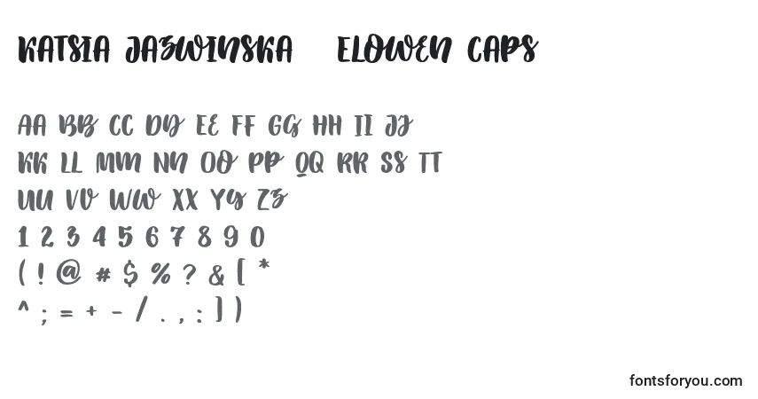 Schriftart Katsia Jazwinska   Elowen Caps – Alphabet, Zahlen, spezielle Symbole