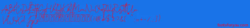 Katty Pretty 2 Font – Red Fonts on Blue Background