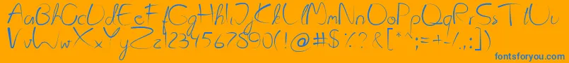 Czcionka Kattyland – niebieskie czcionki na pomarańczowym tle