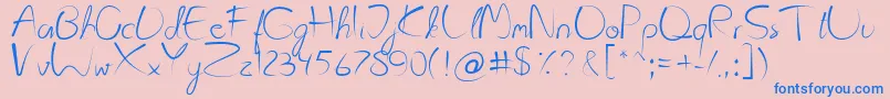 Kattyland Font – Blue Fonts on Pink Background