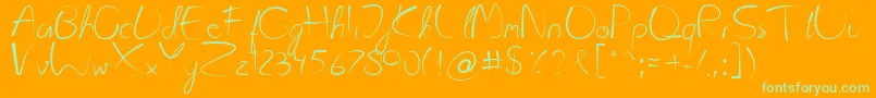 Kattyland-Schriftart – Grüne Schriften auf orangefarbenem Hintergrund