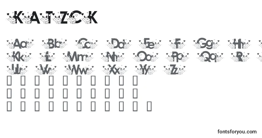 A fonte KATZCK   (131446) – alfabeto, números, caracteres especiais