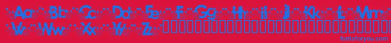 Fonte KATZCK   – fontes azuis em um fundo vermelho