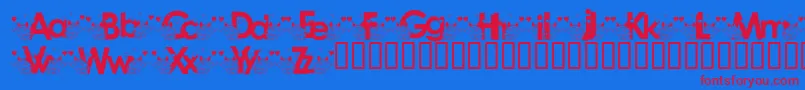 KATZCK  -fontti – punaiset fontit sinisellä taustalla