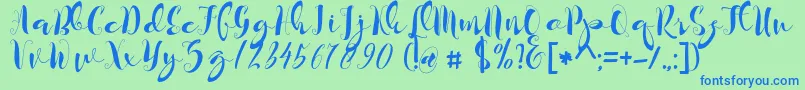 kayla Font – Blue Fonts on Green Background