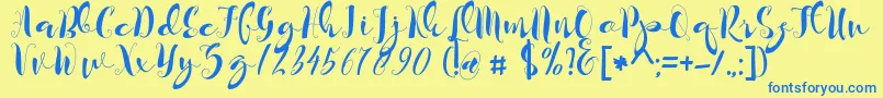 kayla Font – Blue Fonts on Yellow Background