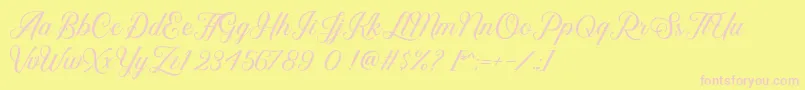 Kaylar DEMO-Schriftart – Rosa Schriften auf gelbem Hintergrund