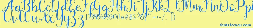 Kaylia Font – Blue Fonts on Yellow Background