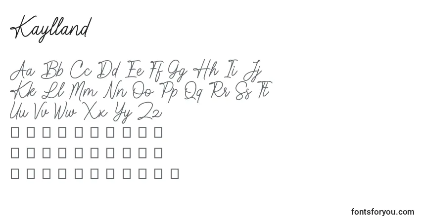 Schriftart Kaylland – Alphabet, Zahlen, spezielle Symbole
