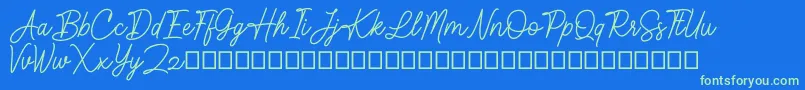 Kaylland Font – Green Fonts on Blue Background