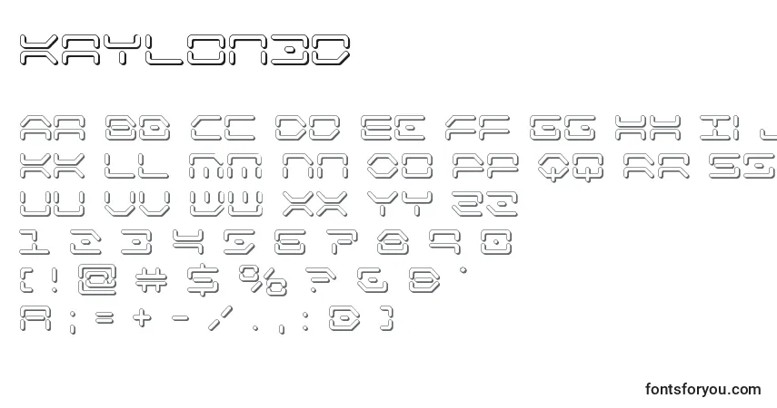 Schriftart Kaylon3d – Alphabet, Zahlen, spezielle Symbole