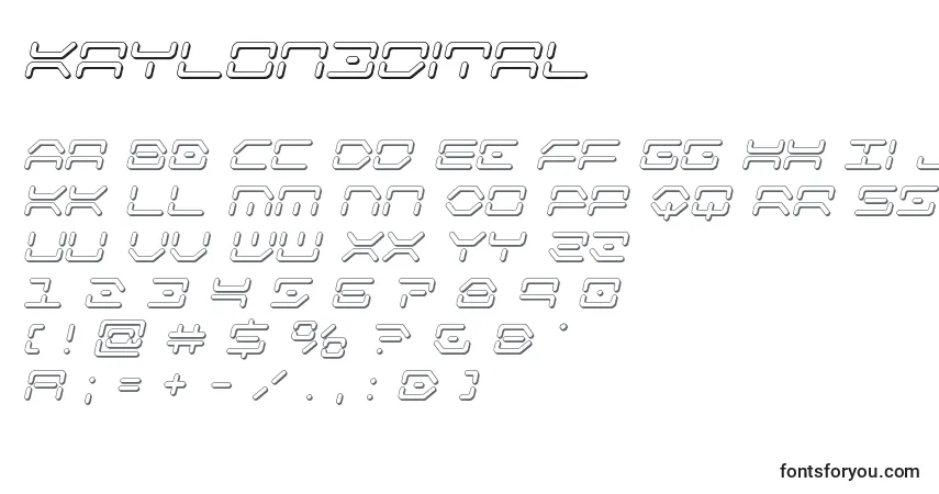 Czcionka Kaylon3dital – alfabet, cyfry, specjalne znaki