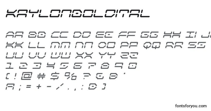 Czcionka Kaylonboldital – alfabet, cyfry, specjalne znaki