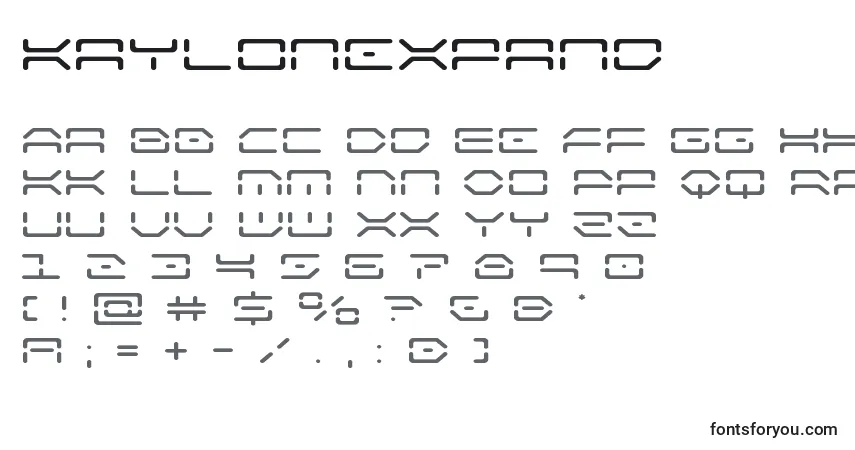 A fonte Kaylonexpand – alfabeto, números, caracteres especiais