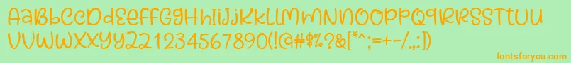 フォントKaylonick Font by Situjuh 7NTypes – オレンジの文字が緑の背景にあります。