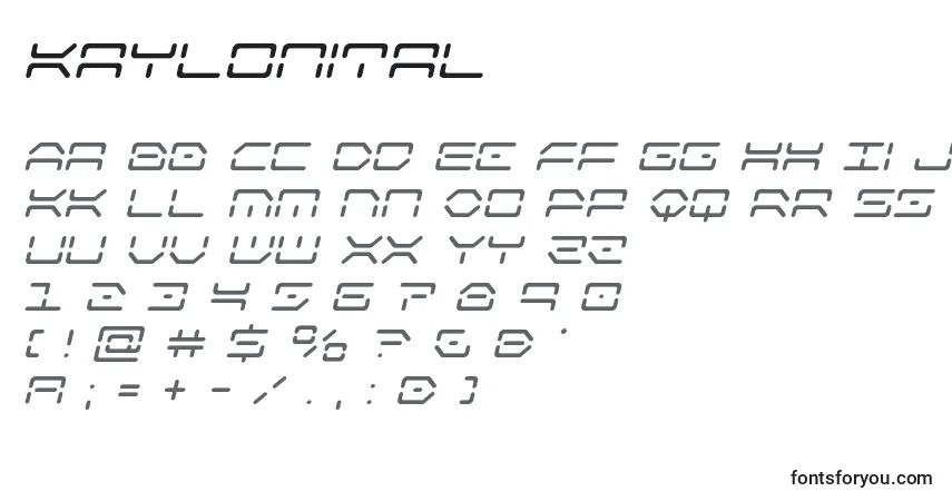 Schriftart Kaylonital – Alphabet, Zahlen, spezielle Symbole