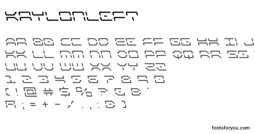 Kaylonleft-fontti – aakkoset, numerot, erikoismerkit